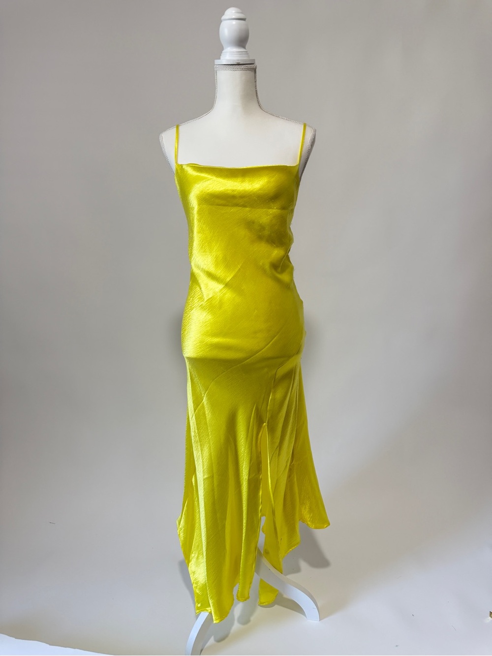 Luminous Lemon Satin Slip Maxi Dress